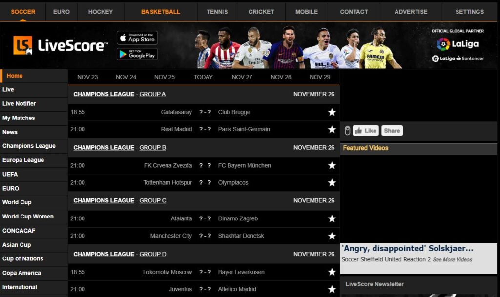 Live Soccer Scores and Sports Results - Opera - LiveScore